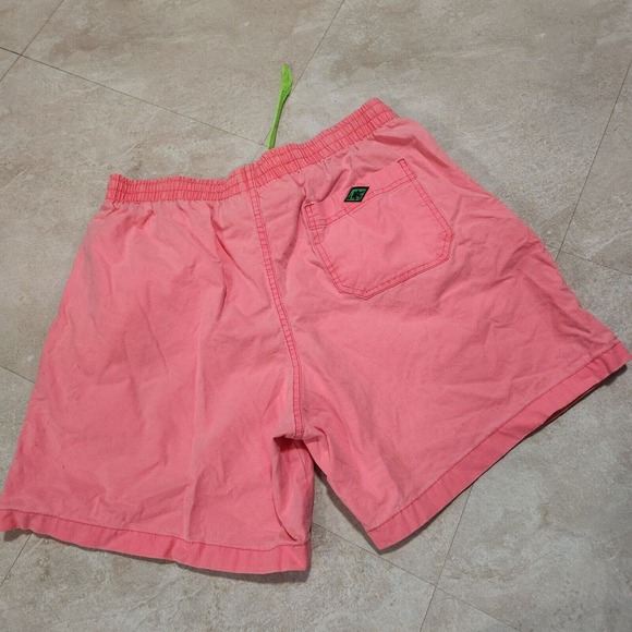 VTG 80s Gotcha Mens 32 Neon Pink Shorts Retro Baggy Graphic Drawstring Spellout - Picture 10 of 13